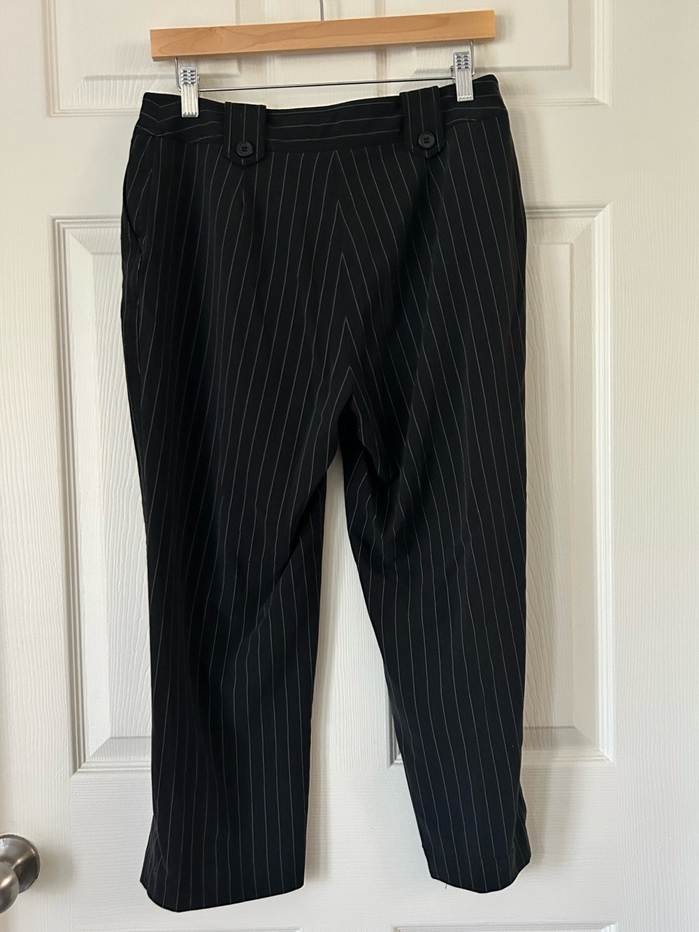 Women's Black White Pinstripe Dress Pants Tailored Career Office Size 8